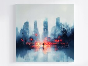 Poszter Kilátás Város Utca Autók Eső Ember 40x40