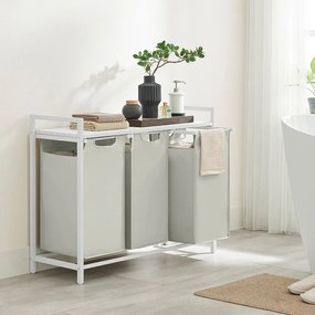 3 rekeszes szennyestartó, törtfehér