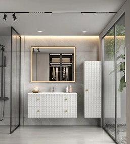 Erga Samira, LED tükör 100x80cm fekete keretben, 2760 lm, 3 fényszín, első világítás, ERG-V01-SAMIRA-1080-BK