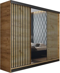 Malani 200 Tolóajtós Szekrény 200cm, Arany Tölgy