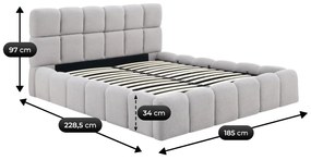 Szürke Bouclé Franciaágy Ágyneműtartóval. 160x200 MURACJA