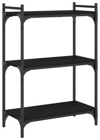 3 szintes fekete szerelt fa könyvespolc 60x30x86 cm