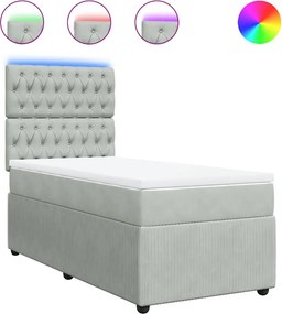 vidaXL világosszürke bársony rugós ágy matraccal 100 x 200 cm