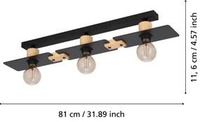 Eglo 43751 - Mennyezeti lámpa BRAMERTON 3xE27/40W/230V