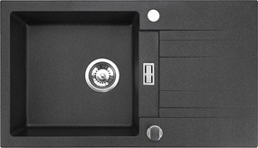 Athena gránit mosogató 76×44 cm Egymedencés konyhai mosogató metál