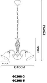 Globo 60208-3 - Csillár láncon ODIN 3xE27/60W/230V