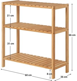 Bambusz fürdőszoba polc, tároló polc 60 x 26 x 66 cm, natúr