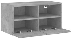 betonszürke szerelt fa fali TV-szekrény 60 x 30 x 30 cm