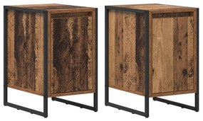 vidaXL Éjjeli asztal 2 pcs Öreg fa 39,5 x 30 x 50 cm Faanyag