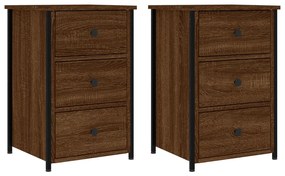 2 db barna tölgyszínű szerelt fa éjjeliszekrény 40x36x60 cm