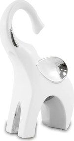 Kerámia elefánt figura fehér-ezüst lakberendezés Elefánt a boldogsághoz