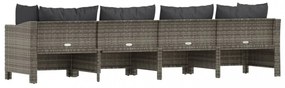 4 darabos szürke polyrattan kerti bútor szett párnákkal