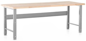 Állítható magasságú műhelyasztal Basic, előlappal, 200 x 80 cm, szürke - ral 7038