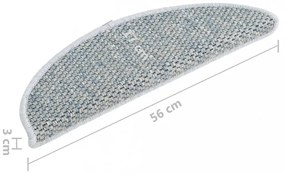 15 db szizál hatású kék öntapadó lépcsőszőnyeg 56x17x3 cm
