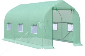 Outsunny 4x2x2 m-es Kert Üvegház Alagút Üvegház 6 Lélegző Ablakkal és Felhúzható Cipzáras Ajtóval Növények és Zöldségek Növesztéséhez | Aosom