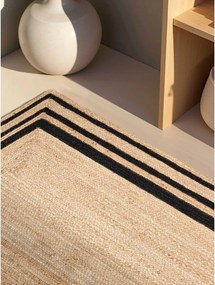 Fekete-natúr színű kétoldalas-kézi szövésű juta szőnyeg 120x170 cm Jutta – Hanse Home