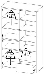 Fehér-natúr színű tálalószekrény tölgyfa dekorral 100x170x48 cm Next – Tvilum