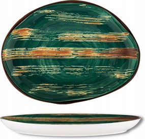Ovális tányér Nagy porcelán zöld Wilmax 33x24,5 cm