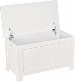 HOMCOM Fehér Tároló Ládája Fedéllel - Sokoldalú Tároló Padló Feljárónak és Nappalinak 81x40x46 cm | Aosom