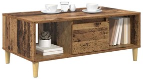 vidaXL Dohányzóasztal fiókkal Öreg fa 90 x 50 x 26.5 cm Faanyag