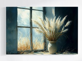 Poszter Ablak Dekoráció Fű Dekoratív Pampas Váza 60x40
