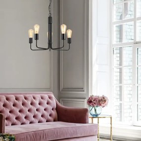 Csillár láncon TIFFANY 5xE27/60W/230V fekete