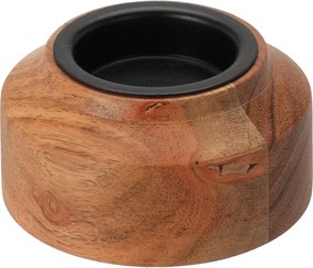 Fa Gyertyatartó teamécses akácfa natúr barna 8 x 4cm