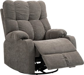 HOMCOM Fotel TV, Dőlésszögállító, Ringató Funkcióval, Forgó Fotel, Lábpihentetővel, Zsebspring Maggal és Pohártartóval, Világos Barna | Aosom