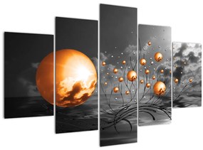 Narancssárga absztrakt gömbök képe (150x105 cm)