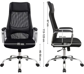 Irodai ergonomikus szék, fej- és deréktámasszal, fekete