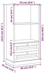 VIGO fehér tömör fenyőfa könyvespolc 60x35x114,5 cm