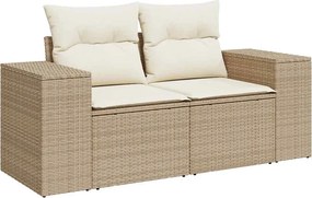 vidaXL 2 személyes bézs polyrattan kerti kanapé párnával