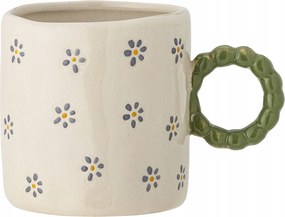 Dorthea bögre fehér kő zöld virágok Átm.7xH7 cm 180 ml