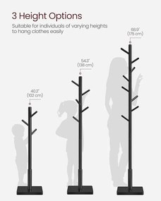 Álló tömörfa ruhafogas magassági beállítással fekete színben