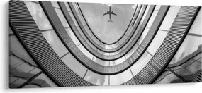 Kép - Repülőgép az épület felett (120x50 cm)
