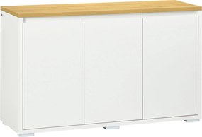 HOMCOM Nappali Tálca Tároló Szekrény Konyhai Tálca 3 Ajtóval és Állítható Polcokkal Étkezőhöz, Előszobához 120x37x75 cm Fehér | Aosom