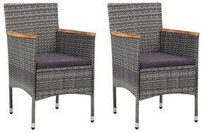 3 részes szürke polyrattan és akácfa bisztrószett