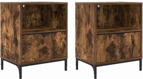 vidaXL Éjjeliszekrény 2 pcs Füstölt tölgy 49 x 36 x 61 cm Faanyag