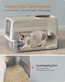 Rozsdamentes acél macskaalmotartó flip fedéllel, szivárgásmentes, Kávékrém Bézs