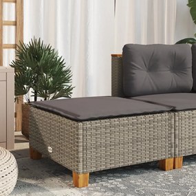 szürke polyrattan kerti ülőke párnával 63,5 x 56 x 32 cm