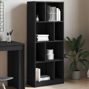 fekete szerelt fa könyvszekrény 57 x 28,5 x 141 cm