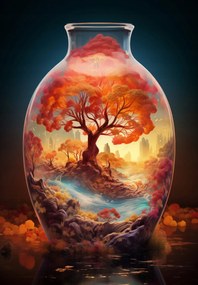 Poszter 68x98cm Az élet fája üvegben