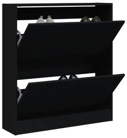 fekete szerelt fa cipőszekrény 80 x 21x 87,5 cm