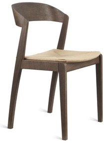 SM827 design szék, fonott ülőlap, lakkozott mokka tölgy láb