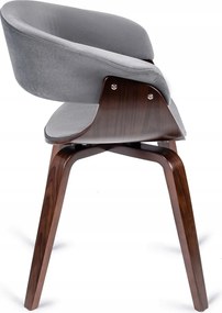 Szék szürke/dió színben, bársony kárpittal. GARY