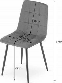 AKCIÓ sötétszürke bársonyszék KARA fekete lábakkal II. osztály