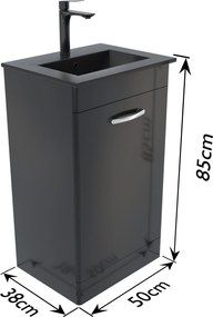 Mosdó alatti állószekrény 50 fekete festett magasfényű Omeble