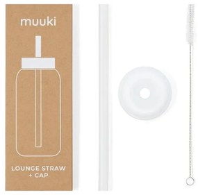 Szilikon szívószál tisztítókefével-fedéllel Clear – Muuki