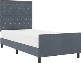 vidaXL Boxrugós ágy fejtámlával Sötétszürke 90 x 200 cm Bársony