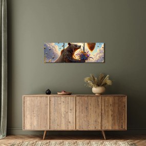 Kép - Medve és méhek (órával) (90x30 cm)